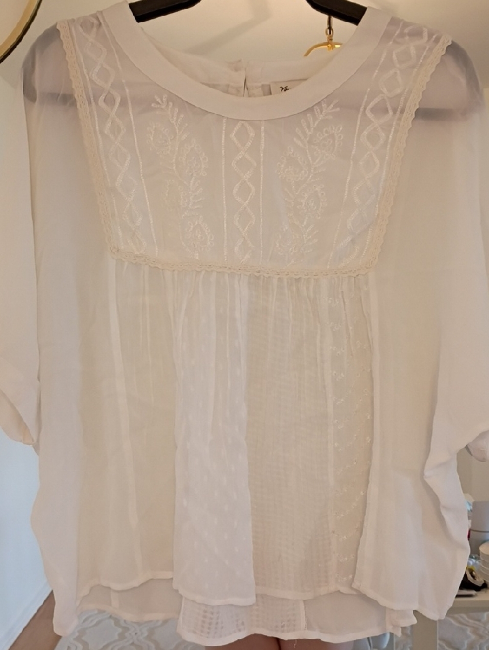 White Boho Embroidered Peasant Blouse